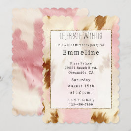 Convite Cowgirl Pink Cream Brown Cowhide