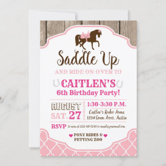 Convite Cowgirl Princesa Saddle Up Pony Birthday