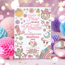 Convite Cowgirl Quarto Aniversário Quatro O Amor Do Partid