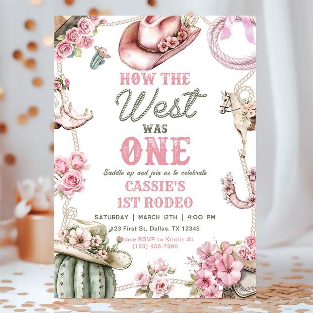 Convite Cowgirl Rodeo 1st Birthday How The West Was One (Criador carregado)