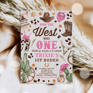 Convite Cowgirl Rodeo primeiro aniversario Como O Ocidente
