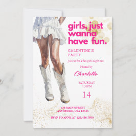 Convite Cowgirl Watercolor Girls Galentines Party