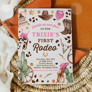 Convite Cowgirl Wild West 1rua Rodeo Ranch Festa de aniver