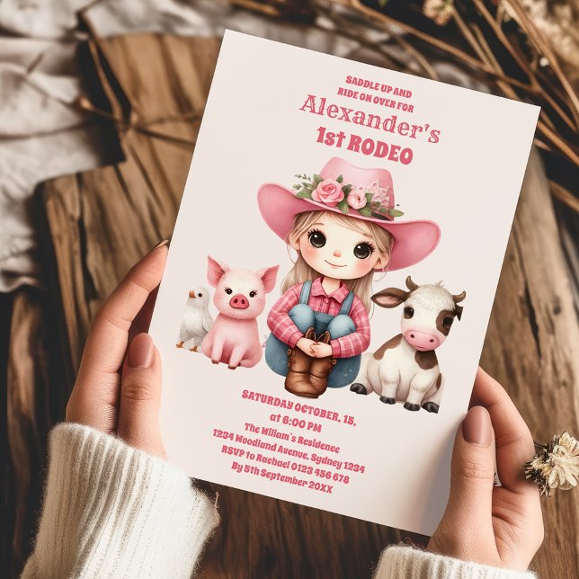Convite Cowgirl Wild West 1rua Rodeo Ranch Festa de aniver (Criador carregado)