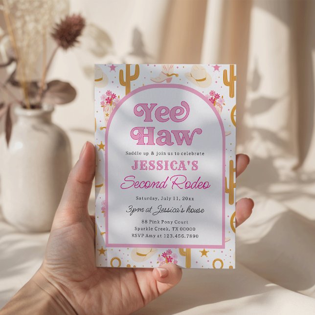 Convite Cowgirl Wild West 2nd Rodeo Ranch Birthday (Criador carregado)
