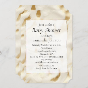 Convite Cowhide de Creme Branco Dourado Ocidental