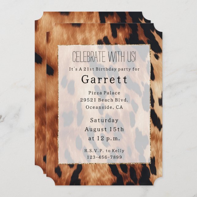 Convite Cowhide Preto-Castanho Ocidental (Frente/Verso)