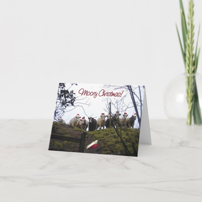 Convite Cows in Santa Hats Christmas Party Invitation. (Frente)