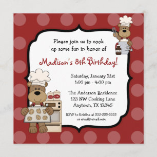 Convite Cozinhando o partido de aniversário de criança d