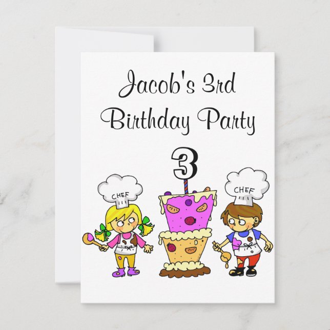 Convite cozinhar aniversário de 3 anos (Frente)