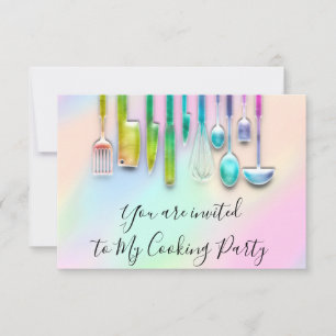 Convite Cozinhar Partido Chef Restaurante Cozinha Hologram