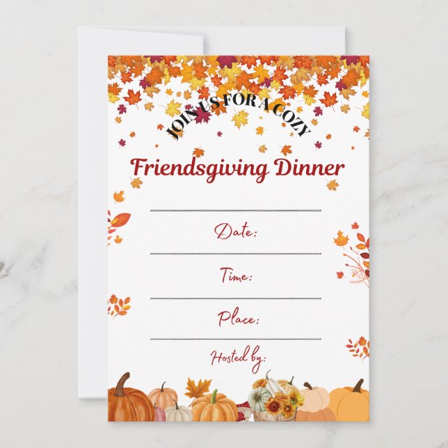 Convite Cozy Autumn Friendsgiving Dinner Invite (Frente)