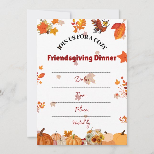 Convite Cozy Autumn Friendsgiving Dinner Invite (Frente)