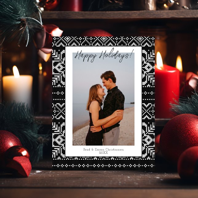 Convite Cozy Black & White Felry Natal 1 Foto Natal (Criador carregado)