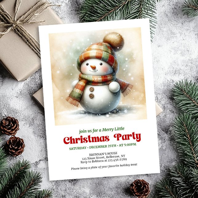 Convite Cozy cartoon snowman invitation digital holiday  (Cozy cartoon snowman invitation digital holiday artwork

)