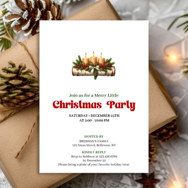 Convite Cozy Christmas Candles Holiday Party Invite (Cozy Christmas Candles Holiday Party Invite)