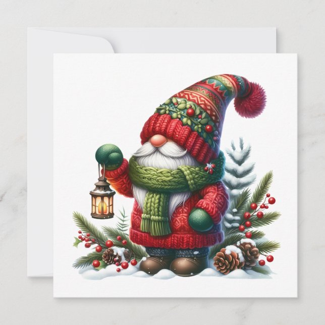 Convite Cozy Christmas Gnome Art – Festive Holiday (Frente)