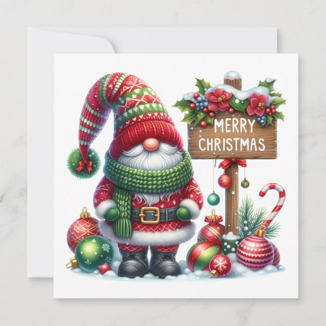 Convite Cozy Christmas Gnome Art – Festive Holiday (Frente)