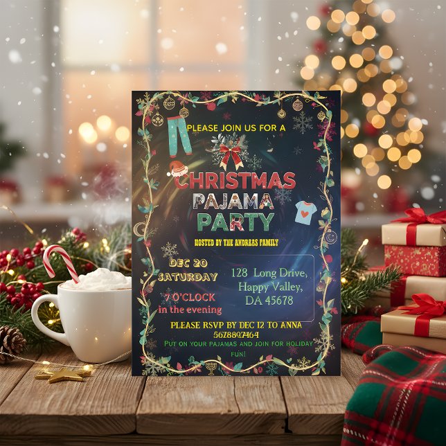 Convite Cozy Christmas Pajama Bash | Festive Family (Criador carregado)
