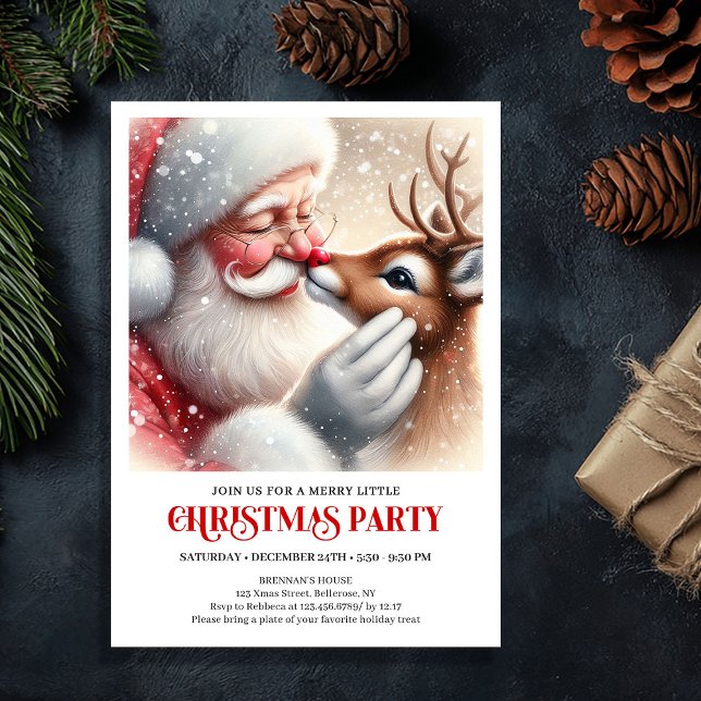 Convite Cozy Christmas Santa Claus Rudolph Family Celebrat (Cozy Christmas Santa Claus Rudolph Family Celebration Invite

)