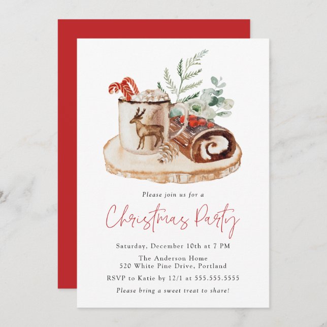 Convite Cozy Christmas Sweet Treats Christmas Party (Frente/Verso)
