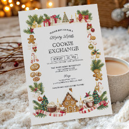 Convite Cozy Cookie Exchange with Gingerbread House