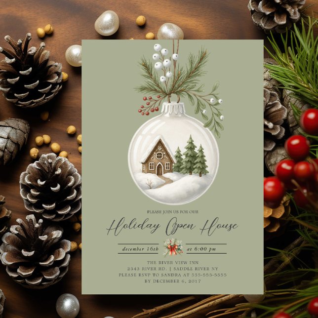 Convite Cozy Cottage Holiday Open House Invite (Criador carregado)