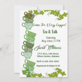 Convite Cozy Cuppa Green Tea Cups Tarde Partido Tea
