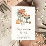 Convite Cozy Fall Pumpkin Autumn Housearming Brunch<br><div class="desc">Convide amigos,  família ou vizinhos para um elegante outono ou cair em uma reunião de brunch com essas lindas chamadas de aquarelas. A design apresenta os detalhes do seu brunch de casa em letras modernas,  tocado com uma ilustração de sobremesas de outono,  flores silvestres,  velas e uma abóbora.</div>