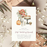 Convite Cozy Fall Pumpkin - Posto de Casamento Brunch<br><div class="desc">Convidar convidados para um elegante outono ou cair numa reunião de brunch de casamento poste com estes belos convites de aquarela. A design apresenta os detalhes do seu brunch em caracteres modernos,  acompanhados de uma ilustração das sobremesas de outono,  flores silvestres,  velas e uma abóbora.</div>