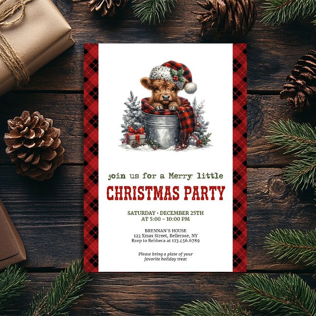 Convite Cozy farmhouse highland cow Christmas invitation (Cozy farmhouse highland cow Christmas invitation)