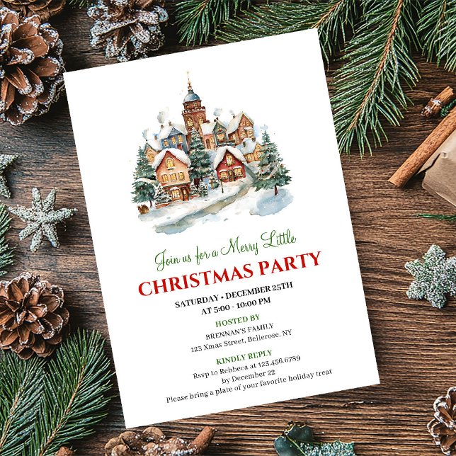 Convite Cozy minimalist Christmas scene holiday invitation (Cozy minimalist Christmas scene holiday invitation)
