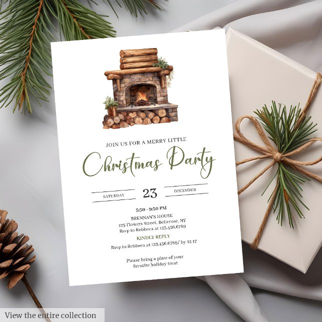 Convite Cozy Minimalist Neutral Earthy Rustic Christmas  (Cozy Minimalist Neutral Earthy Rustic Christmas Party Invitation)
