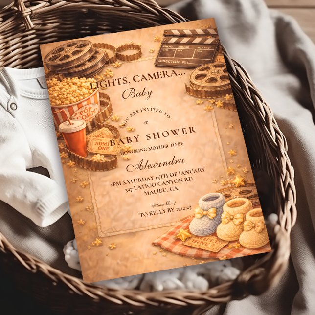 Convite Cozy Movie Night Baby Shower (Criador carregado)