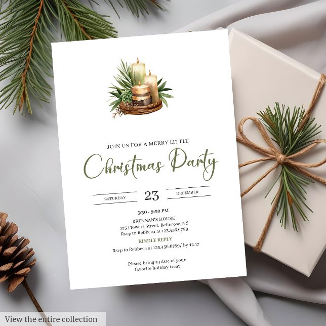 Convite Cozy Neutral Earthy Rustic Minimalist Christmas   (Cozy Neutral Earthy Rustic Minimalist Christmas Party Invite)