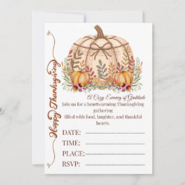 Convite Cozy Pumpkin Thanksgiving Invite Card