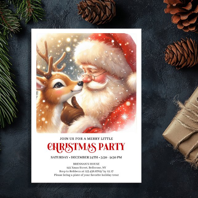 Convite Cozy Santa Rudolph Holiday Family Cheer Winter  (Cozy Santa Rudolph Holiday Family Cheer Winter Party Invite

)