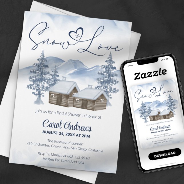 Convite Cozy Snow in Love Watercolor Chá de panela (Criador carregado)