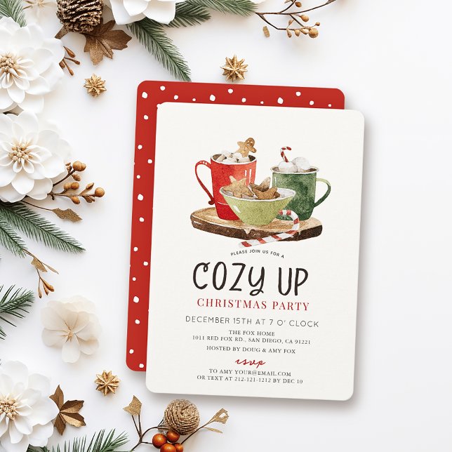 Convite Cozy Up Cookies & Cocoa Christmas Holiday Party (Criador carregado)