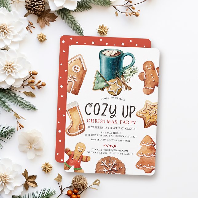Convite Cozy Up Cookies & Cocoa Christmas Holiday Party (Criador carregado)