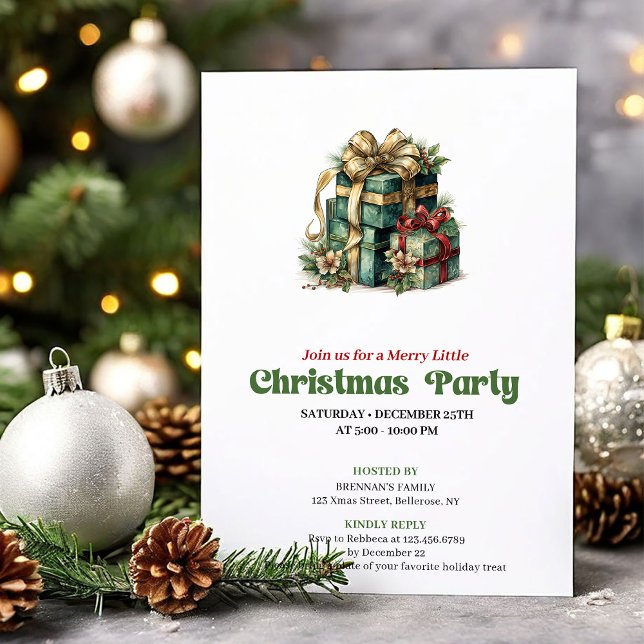 Convite Cozy Victorian Christmas presents party invitation (Cozy Victorian Christmas angel party invitation

)