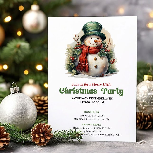 Convite Cozy Victorian Christmas Snowman Dinner Invite (Cozy Victorian Christmas Angel Dinner Invite)