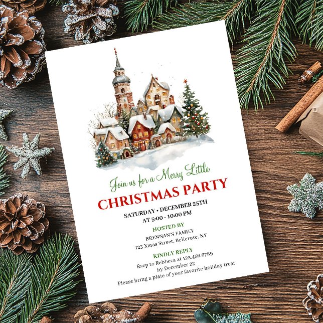 Convite Cozy watercolor Christmas scene party invitation (Cozy watercolor Christmas scene party invitation

)