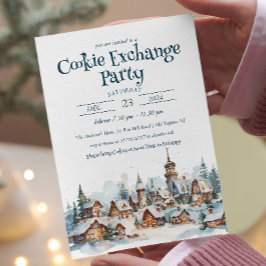Convite Cozy Winter Christmas Cookie Exchange Party