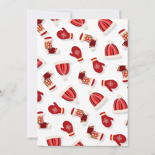 Convite Cozy Winter Mittens and Hats white (Frente)