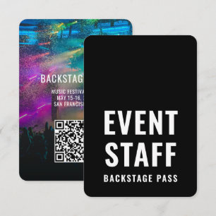 Convite Crachá de ID de passe de bastidores de evento QR C