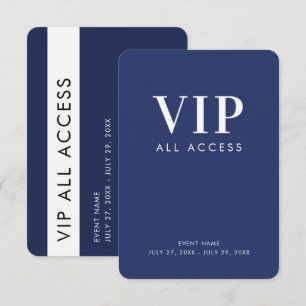Convite Crachá de identificação VIP em azul marinho de ace