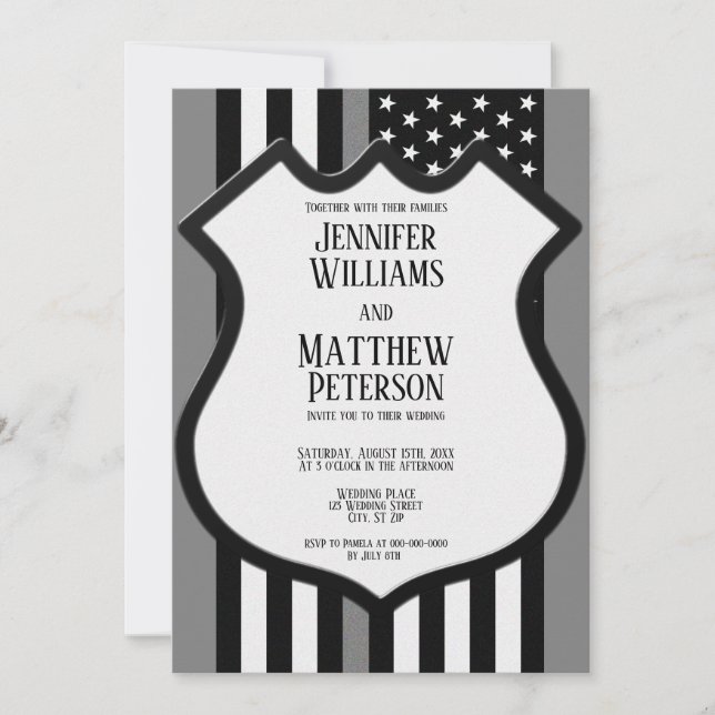 Convite Crachá de linha de Cinza fina (Frente)