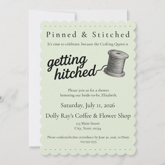 Convite Crafting "Getting Hitched" Sewing Shower Invite (Frente)
