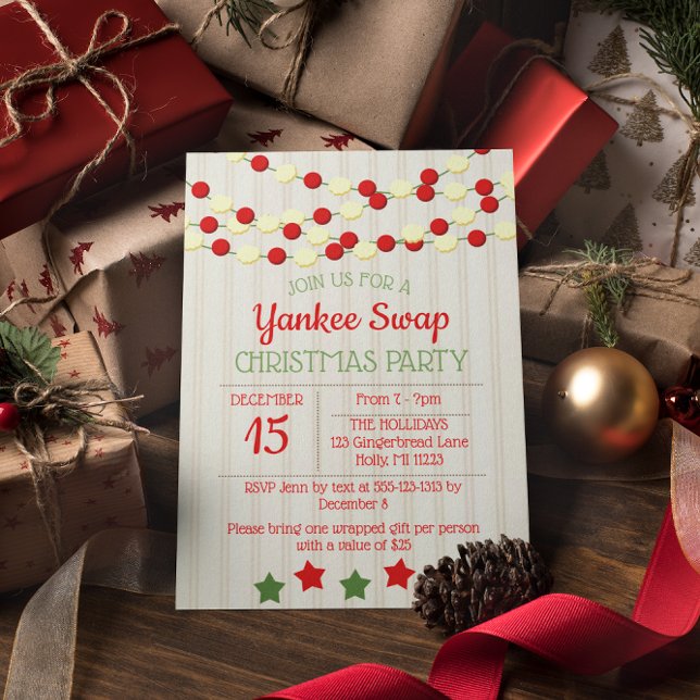 Convite Cranberry e pipoca Russo Beadboard Natal (Criador carregado)